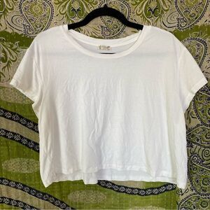 Free People Intimately White Cropped Baby Bamboo Tee Size Extra Large